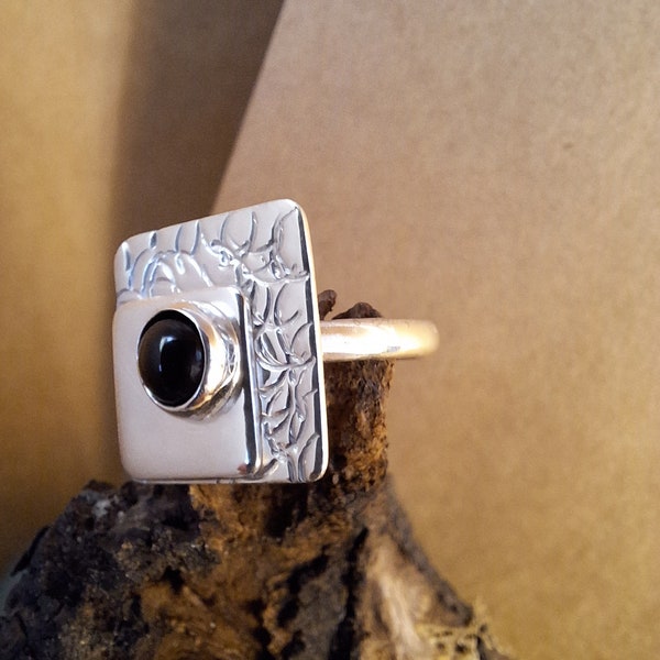 Bague argent et onyx  - Bijou de créatrice - Unique