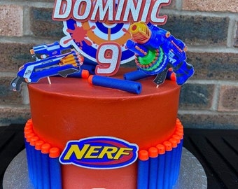 Nerf gun NERF inspired personalised cake topper any name(s) any age birthday cake party