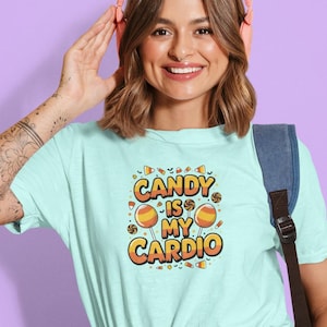 Candy is My Cardio Unisex Tee, Fun T-Shirt for Candy Lovers, Halloween Costume, Sweet Tooth Gift, Party Wear, Casual Style