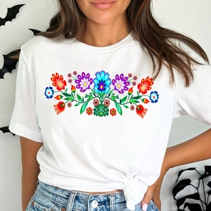 Folk Flower T-shirt - Slavic Art, Eastern European Art Poland, Polish folk art, Unisex Ultra Cotton Tee, Happy Art by Max Horst
