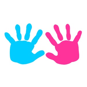 Mani del bambino, mani blu e rosa, PNG, stampe a mano PDF, mani JPG, clipart mani, sagoma delle mani, file di taglio Cricut Silhouette, digitale