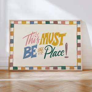 This Must Be The Place Retro Print, Mid Century Landscape Wall Art, Vintage Style Print, Retro Wall Art, Living Room Prints, Typography Art