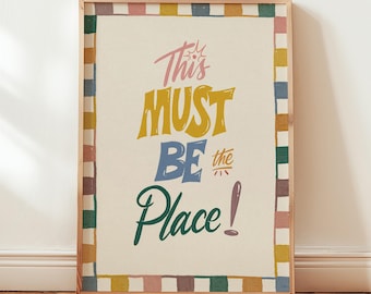 This Must Be The Place Retro Print, Mid Century Landscape, Vintage Style Print, Retro Wall Art, Living Room Prints, Typography Art