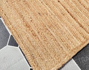 Tappeto in juta naturale intrecciato a mano, arredamento boho, dimensioni personalizzate