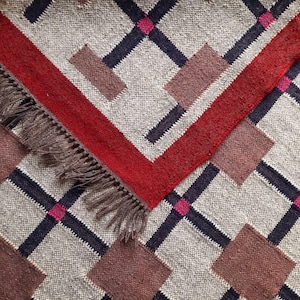 6x9 Kilim Rug, Handwoven, Wool and Jute Rug Handmade, Kilim Dhurrie Rug, Traditional Indian jute Area rug Custom Size Rugs