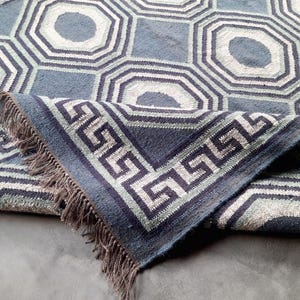 6x9 Kilim Rug, Handwoven, Wool and Jute Rug Handmade, Kilim Dhurrie Rug, Traditional Indian Jute Area Rug Custom Size Rugs