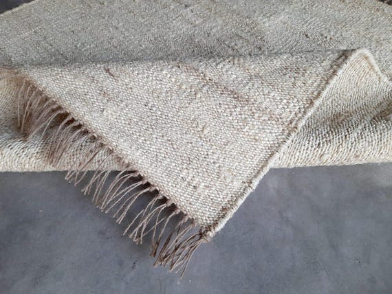 Handmade Off White Hemp Jute Rug Boho Farmhouse Hallway Runner