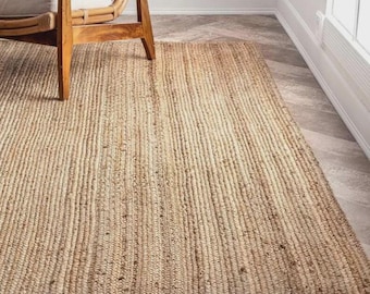 Hand-Braided Natural Jute Area Rug – Eco-Friendly Boho Living Room Decor