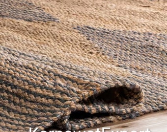 Handwoven Hemp Rug Dhurrie, Traditional, Natural Hemp Color, Hemp/Seagrass/Mountain Grass, 5x8, FREE SHIPPING