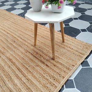 Handmade Braided Jute Rug 10x14 Indian Solid Rug, Warm Boho Decor