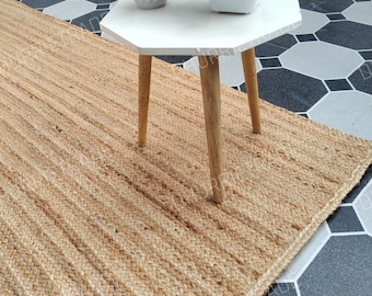 Handmade Braided Jute Rug 10x14 Indian Solid Rug, Warm Boho Decor