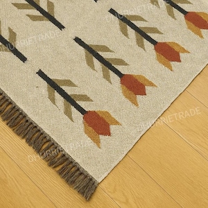 5x8 Wool Jute Kilim Rug, Navajo Kilim Rug, Home Decor Rugs, Custom Size Wool Rug, Vintage Area Rug, Boho Decor Rug, Handmade Wool Jute Rug