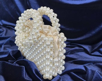 Bolso clutch de perlas, embrague de perlas hecho a mano, bolso de hombro de lujo, bolso de noche, bolso de perlas de boda, bolso con cuentas de perlas