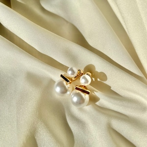 Handcrafted Pearl-Detailed Gold-Plated Earrings - Elegant Jewelry Design - Perfect Gift for Special Occasions pearl earring fashion earring