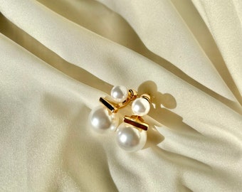Handcrafted Pearl-Detailed Gold-Plated Earrings - Elegant Jewelry Design - Perfect Gift for Special Occasions pearl earring fashion earring