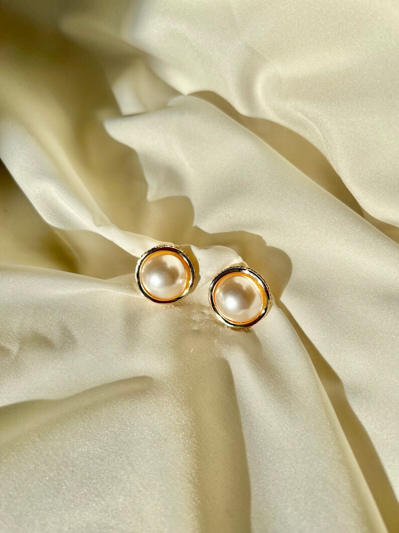 Trendy AD and Pearl Gold Plated Earrings