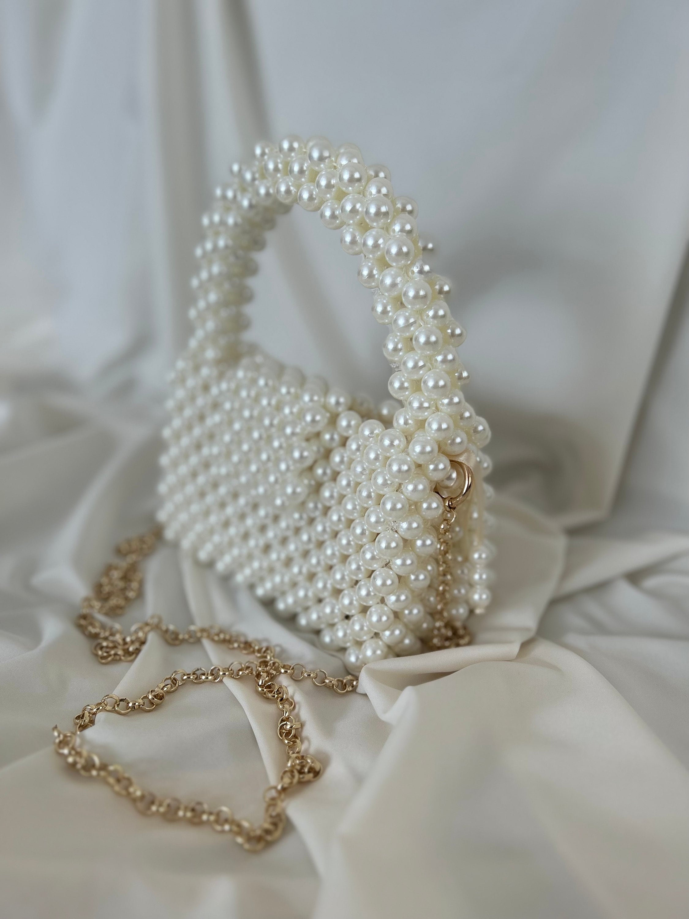 Pearl Top Handle Clutch Bag
