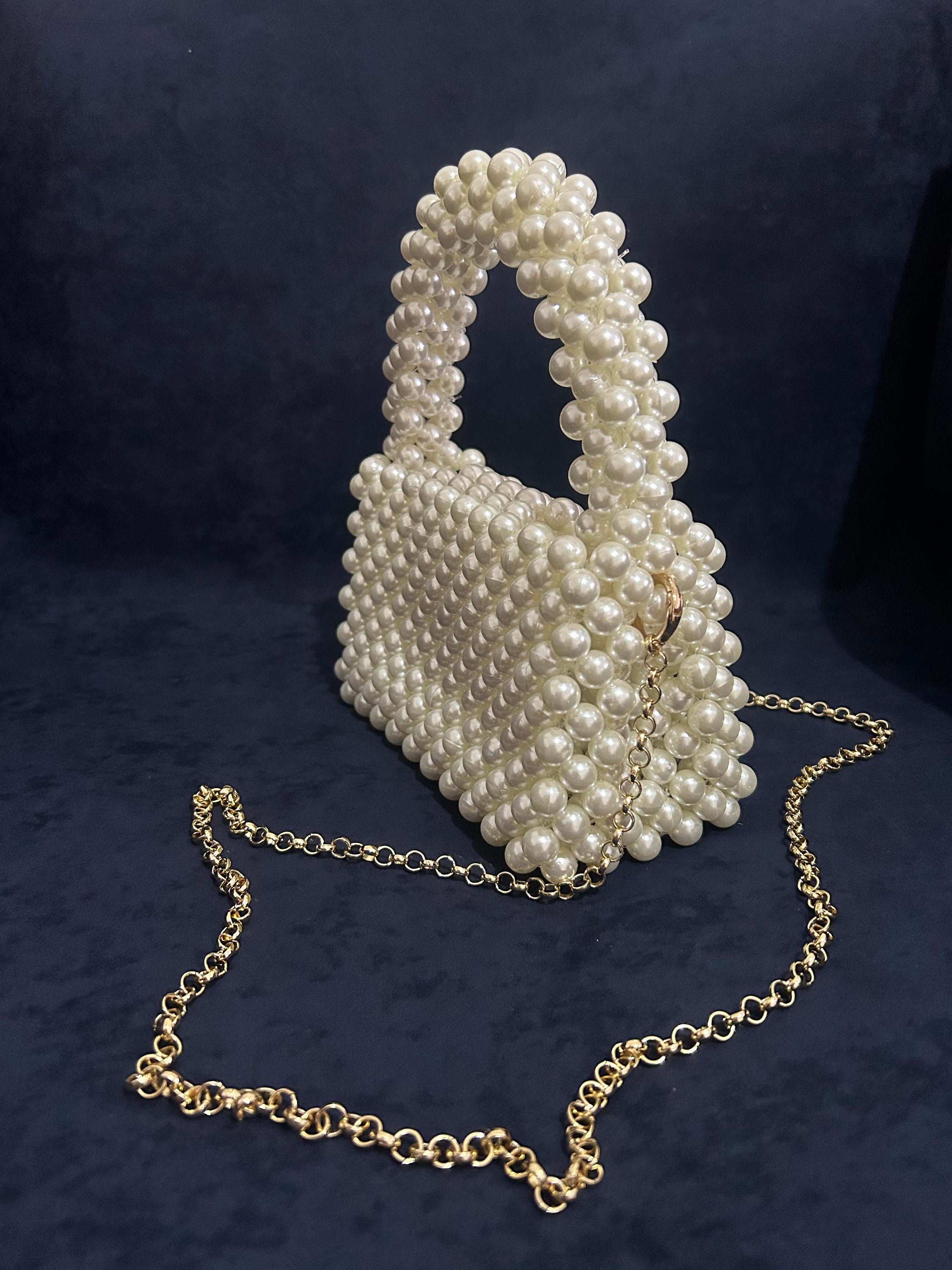 Borsa A Catena Con Perle Artificiali Fatta A Mano: Pochette Lusso Per Sera, Matrimoni E Feste