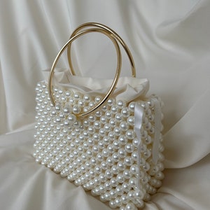 Sac perlé, pochette en perles, sac de soirée, pochette en perles faite main, sac à bandoulière de luxe, sac à main d'inspiration vintage, sac de mariage en perles