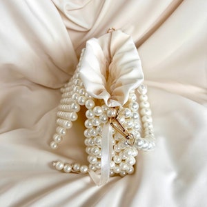 Pearl Beaded Bag, Pearl Clutch Bag, Evening Bag, Handmade Pearl Clutch, Luxury Shoulder Bag, Vintage Inspired Purse, Wedding Pearl Bag zdjęcie 4