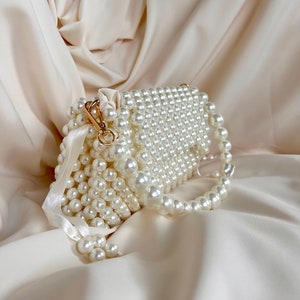 Pearl Beaded Bag, Pearl Clutch Bag, Evening Bag, Handmade Pearl Clutch, Luxury Shoulder Bag, Vintage Inspired Purse, Wedding Pearl Bag zdjęcie 2