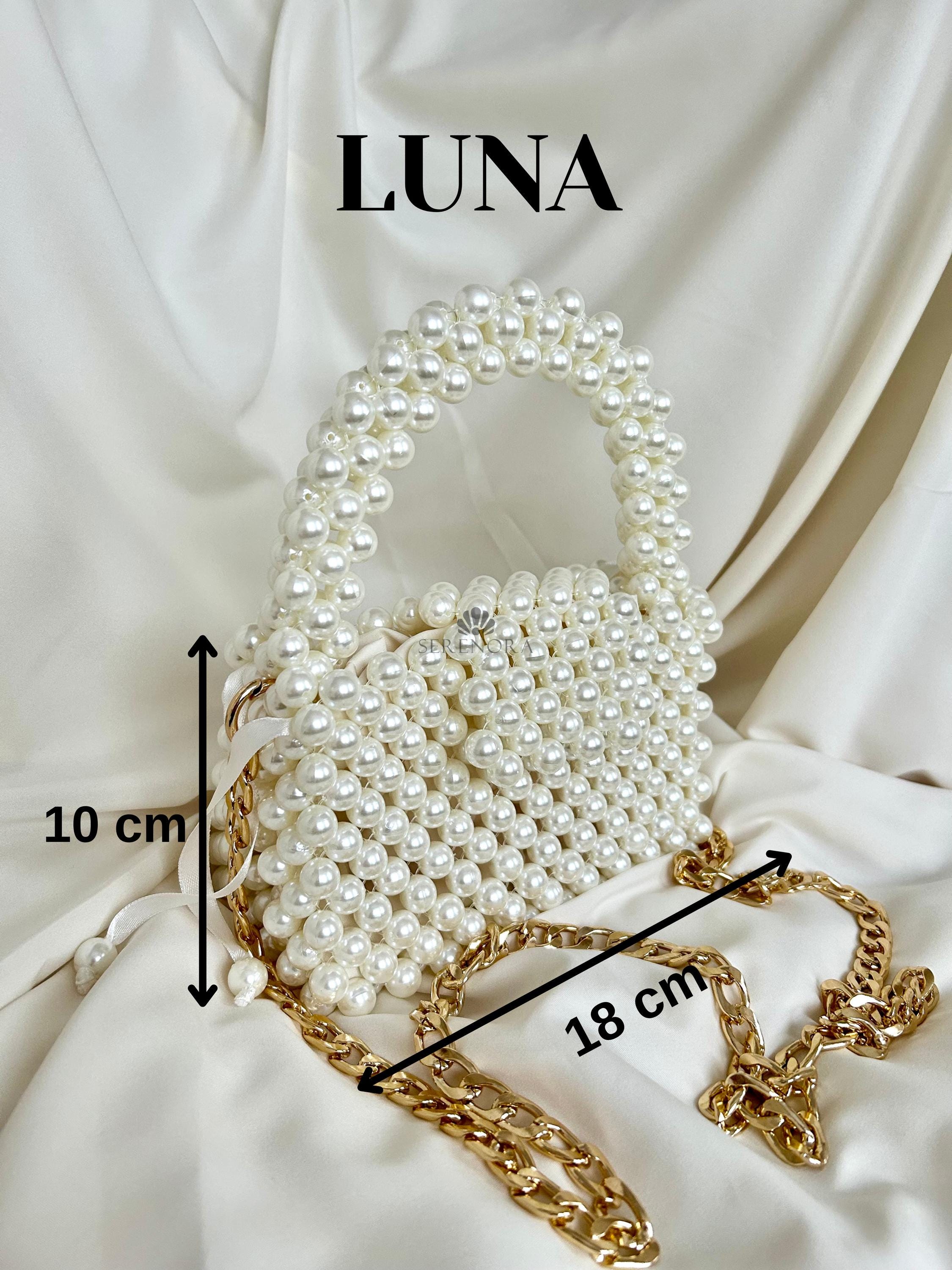 Sac Bandoulière Femme Blanc Perles – Pochette Mariage Soirée Années 90 – Clutch Chaîne Perles – CAMILIFE Élégant & Polyvalent