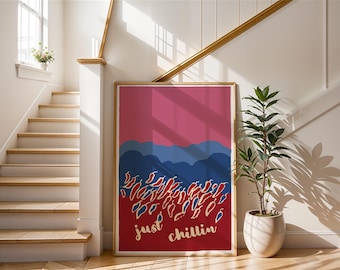 Chili Pepper "Just Chillin" Art Print | Spicy Food Lover Decor | Kitchen & Dining Room Fun | Hot Pepper Wall Art | Gift idea For Him and Her