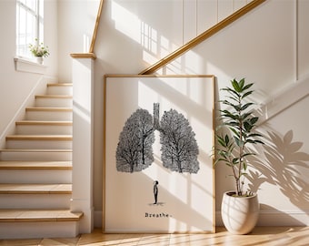 Tree Lungs "Breathe" Art Print | Nature Inspired Human Anatomy Poster | Environmental Awareness Wall Art | Mindful Decor | Gift Idea