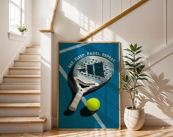 Eat Sleep Padel Repeat Print - Padel Tennis Wall Art | Sports Fan Gift | Modern Padel Court Decor | Athlete Motivation Poster | Gift Idea