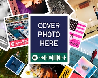 Gepersonaliseerde aangepaste Spotify-albumomslag vinylsticker - ontwerp met scanbare codelink en logo