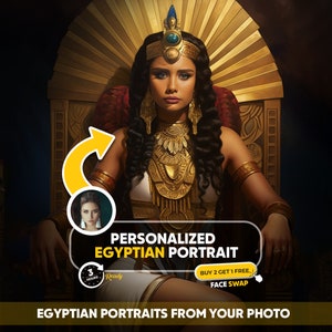 Custom Cleopatra Portrait from Photo, Portrait of an Egyptian Princess, Unique Gift for Her, Mother&#39;s Day Gift, Personalized Portrait Gift