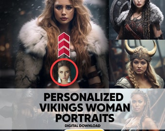 Custom Viking Portrait From Photo, Unique Mother&#39;s Day & Best Friend Gift, Viking Warrior Photo, Personalized,Viking Gifts,Portrait painting