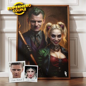 Custom Joker und Harley Quinn Paar Portrait vom Foto, Paar Portrait, personalisiertes Portrait, Geburtstagsgeschenk, Vatertagsgeschenke