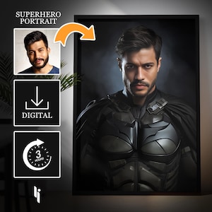 Benutzerdefinierte Superheld Porträt, personalisierte Porträts, Porträt vom Foto, Geschenke zum Vatertag, Ritter Porträt, Geschenk für meinen Mann