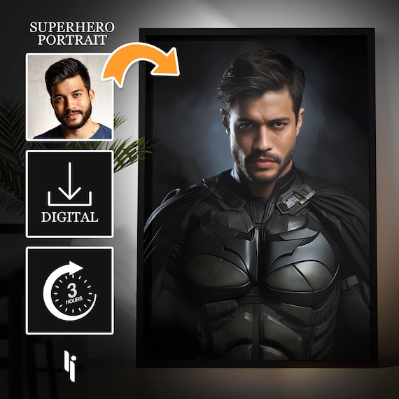 Custom Superhero Portrait, Personalized Portraits, Portrait from Photo, Fathers Day Gifts, Knight Portrait, Gift For My Husband,Gift for Him