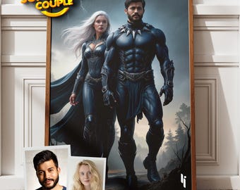 Custom Superhero Couple Portrait, Personalized Hero Art (Digital Download)