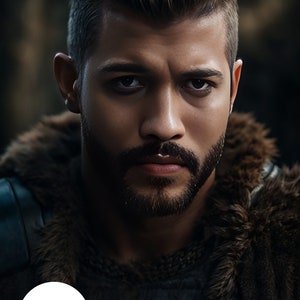 Op de afbeelding: Een close-up portret van een man met kort bruin haar, een baard en een serieuze uitdrukking. Hij draagt een donkerbruine leren jas met bontkraag.