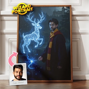 Custom Wizard Portrait from Photo, Personalized Portraits, Gift for Him, Custom Magician Portrait, Wizard Wall Poster, Father&#39;s Day Gifts