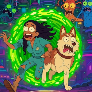 Ritratto personalizzato in stile Rick e Morty da foto, arte personalizzata di coppia di cartoni animati, ritratto personalizzato di animali domestici dei cartoni animati
