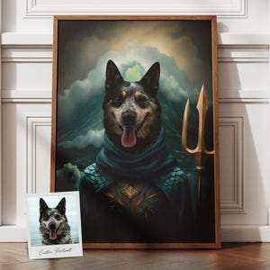 Custom Superhero Pet Portrait, Funny Dog Portraits, Poseidon Superhero Portrait, Cat Portrait, Gift for Super Hero Fans, Gift for Pet Owner