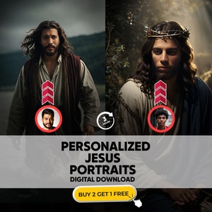 Machen Sie sich Jesus Porträt, personalisierte Porträts, Jesus Porträt vom Foto, benutzerdefinierte realistischer Jesus Christus Face swap Avatar, Digital PNG