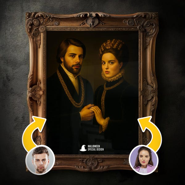 Was wir im Schatten tun Paar-Porträt, mehrere menschliche Porträt, kundenspezifisches Vampir-Digital-Kunst-Geschenk, personalisiertes Fantasie-Paar-Portarit