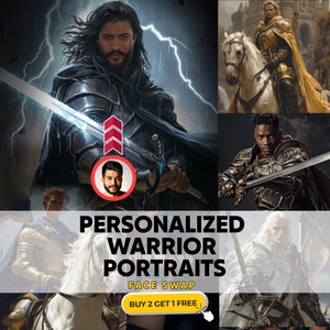 Custom Male Warrior Realistic Portrait, Personalized Portraits, Custom Warrior Portrait from Photo, Historical Portrait, Face Swap, Digital