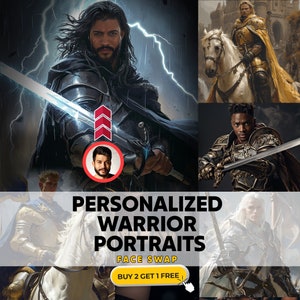 Custom Male Warrior Realistic Portrait, Personalized Portraits, Custom Warrior Portrait from Photo, Historical Portrait, Father&#39;s Day Gifts