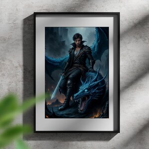 Custom Dragon Warrior Portrait | Knight with Dragon Portrait From Photo | GOT Portrait | Custom Fantasy Portrait | Gift for Him | Dad Gifts image 6