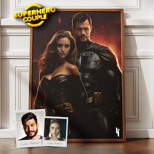 Superhelden Paar Portrait nach Foto vom Foto, Geschenk für Ihn, Geschenk für Paare, Geschenk für Freund, Geschenk für Mann, Vatertagsgeschenk