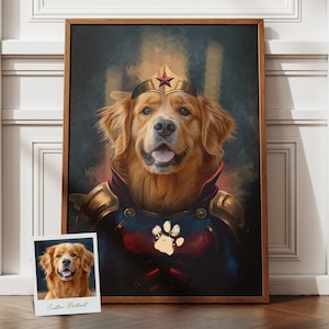Superhero Pet Portrait Art, Funny Pet Lover Gift, Superhero Dog Portrait, Superhero Cat Portrait, Personalized Superhero Dog Portrait
