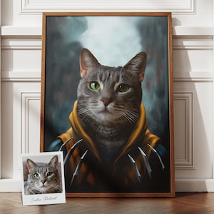 Custom Superhero Pet Portrait, Funny Cat Portraits, Superhero Cat Portrait, Gift for Super Hero Fans, Gift for Pet Owner, Gift For Pet, Hero