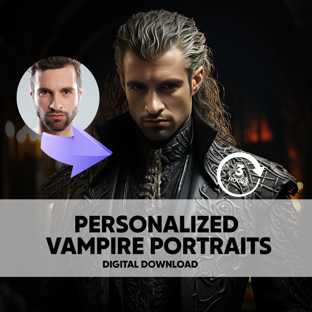 Custom Realistic Vampire Portrait, Personalized Portraits, Custom