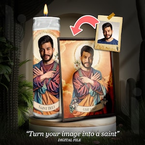 Custom Prayer Candle Portrait, Personalized Portraits, Funny unique gift, Votive Candle Gift, Christmas Portrait Gift, Digital File